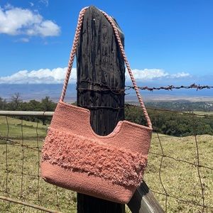 𝅺knit Texture Crossbody Bag Mauve /blush cotton